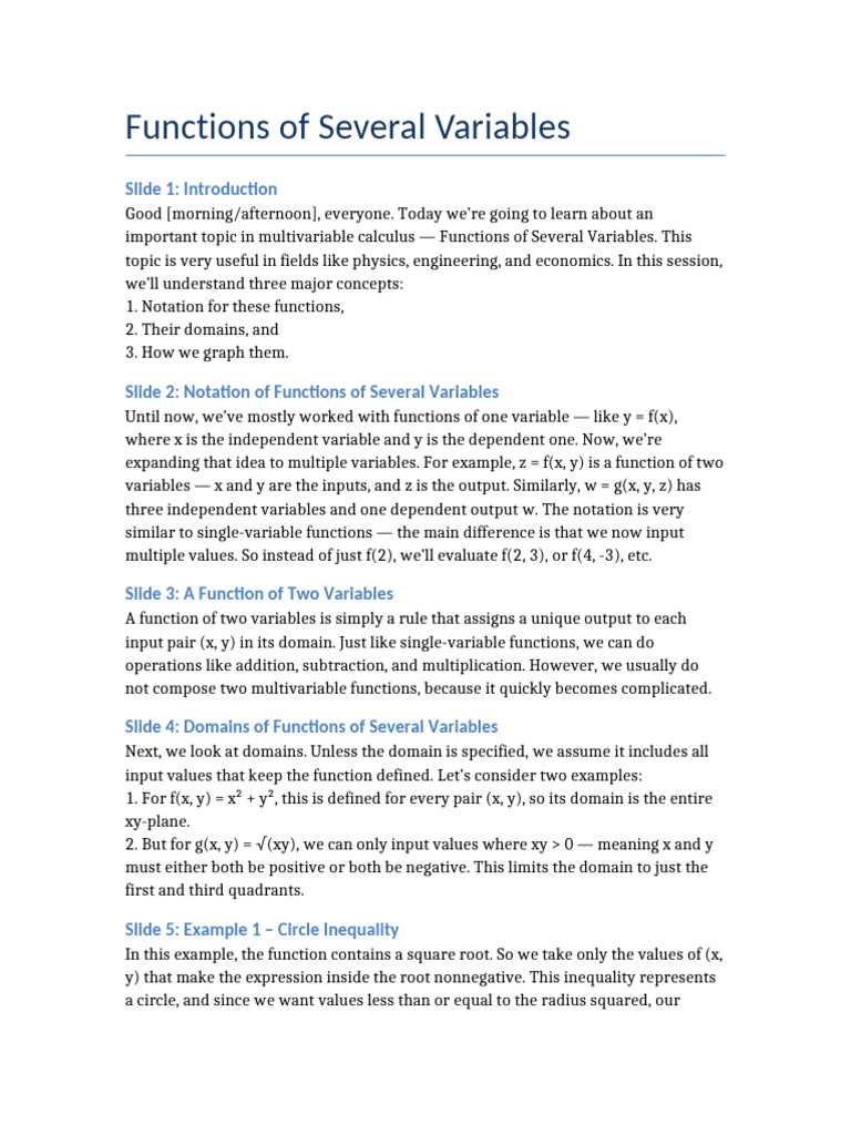 Understanding Functions of Several Variables | PDF | Function ...