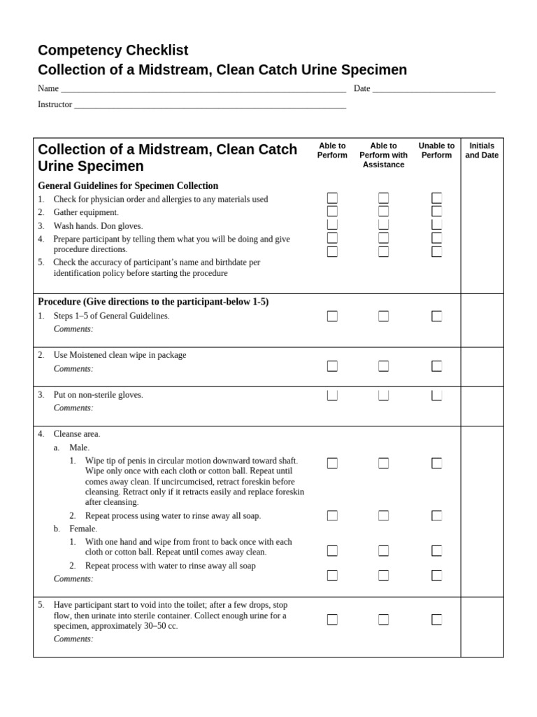 Midstream Urine Specimen Collection Guide | PDF