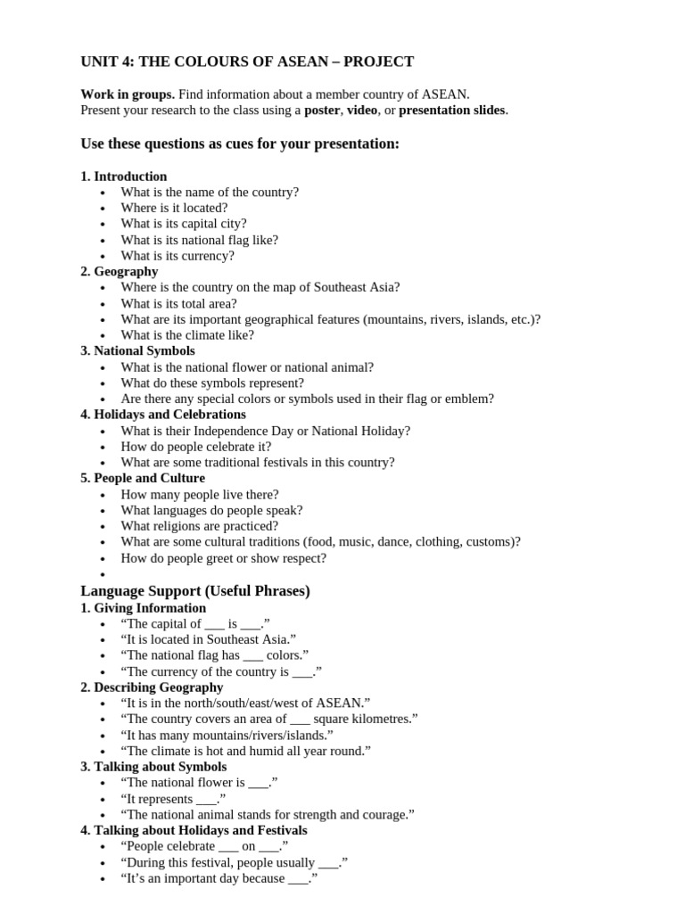 ASEAN Country Research Project Guide | PDF