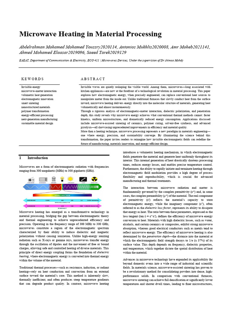 Microwave Heating in Material Processing | PDF | Electromagnetic ...