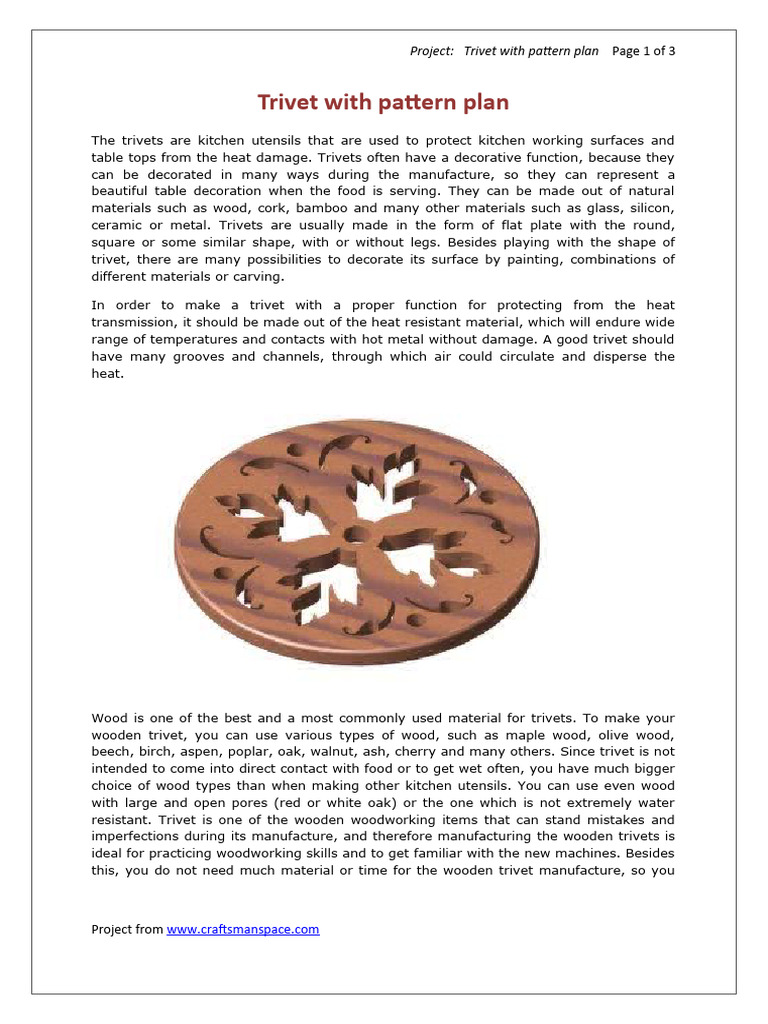DIY Wooden Trivet Pattern Guide | PDF | Wood | Woodworking