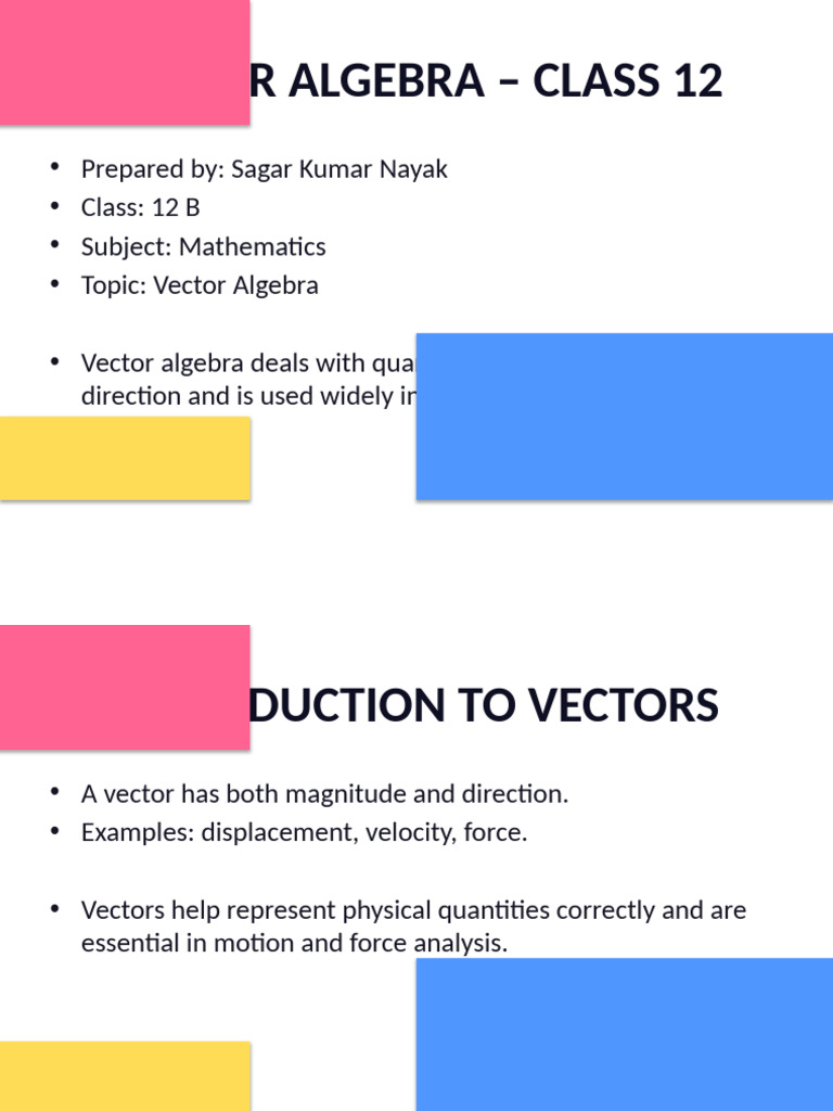 Vector Algebra Project Abstract Design | PDF