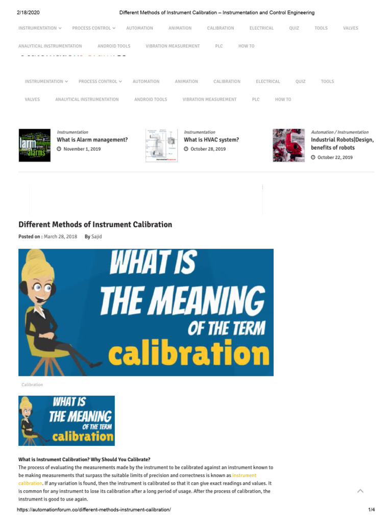 Different Methods of Instrument Calibration - Instrumentation and ...