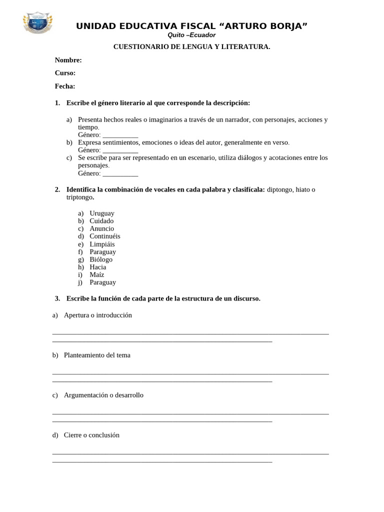 Cuestionario de Lengua y Literatura | PDF | Narración