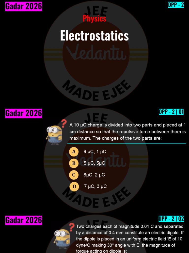 Electrostatics DPP - JEE 2026 | PDF | Capacitor | Capacitance