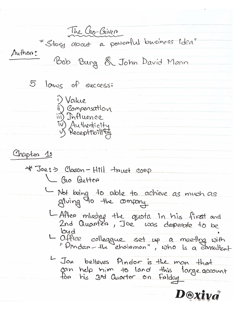 Go Giver Notes | PDF