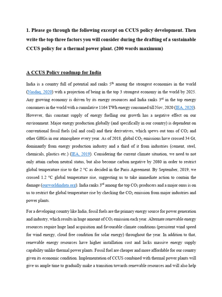 A CCUS Policy Roadmap For India | PDF | Carbon Capture And Storage ...