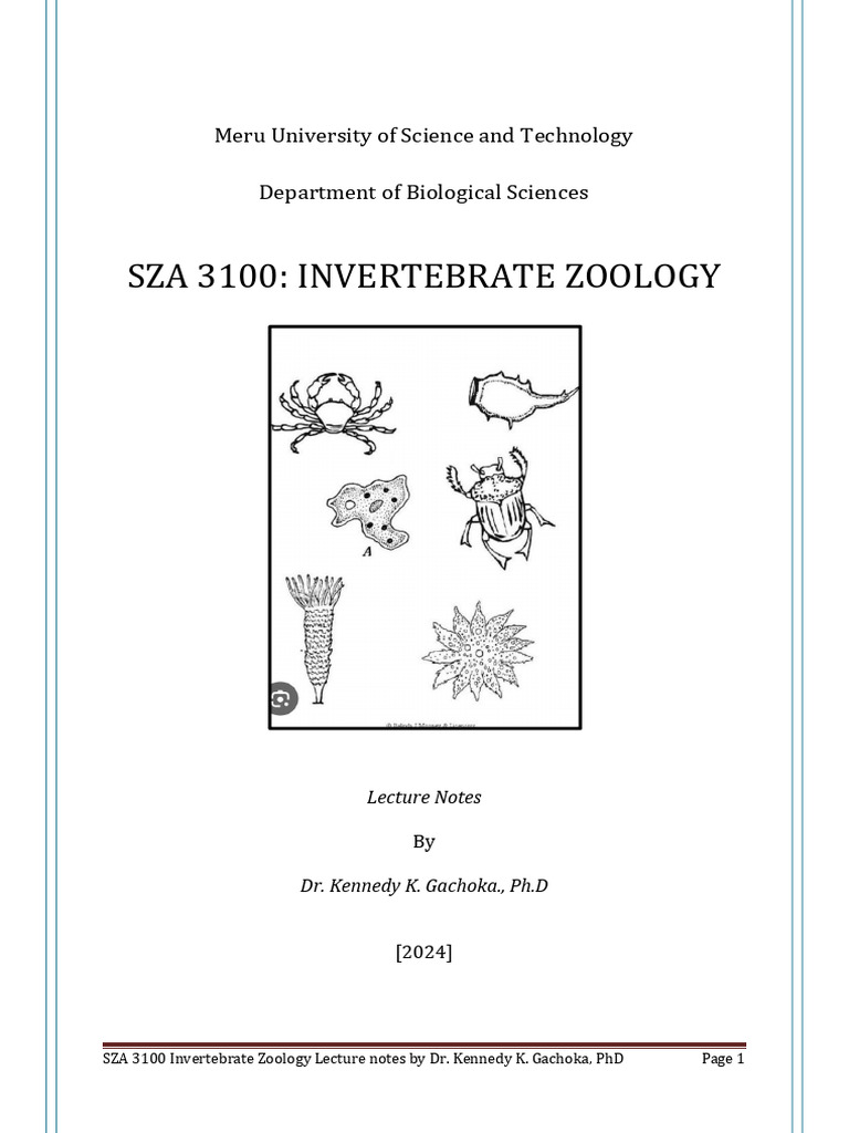 Invertebrate Zoology Lecture Notes | PDF | Invertebrate | Zoology