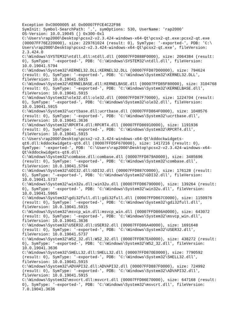 PCSX2 Error 0xC0000005 Analysis | PDF | Microsoft Software | Ibm Pc ...