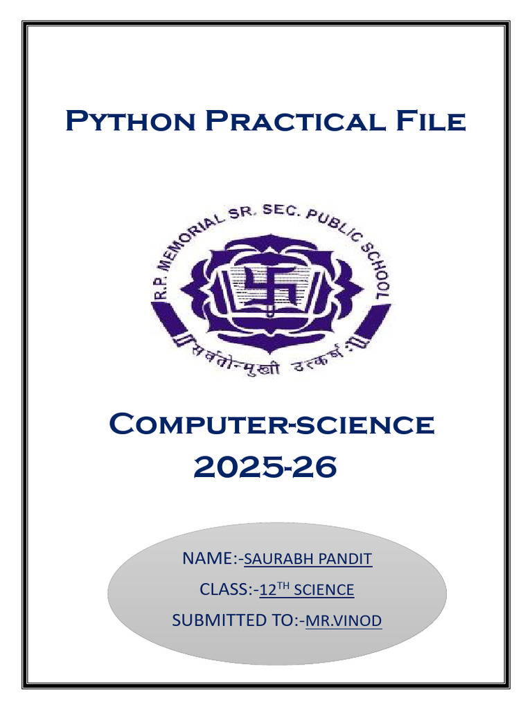 Python Practical File for Class 12 | PDF | Chess | Chess Theory