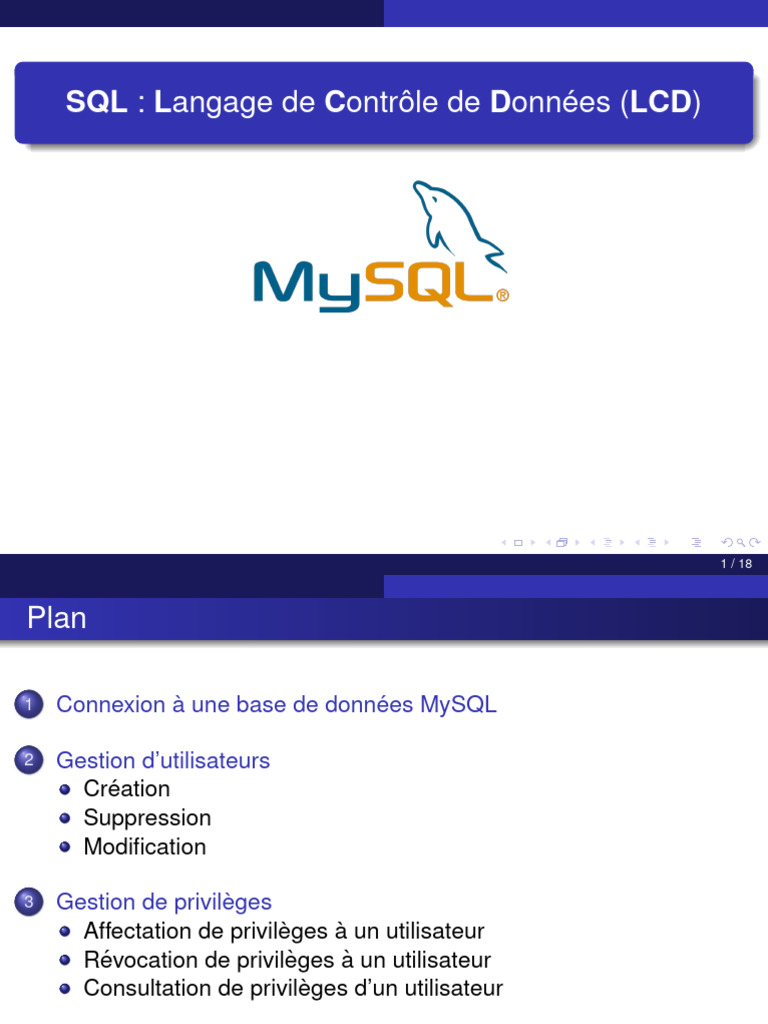 Gestion des utilisateurs et privilèges MySQL | PDF | MySQL | Bases de ...