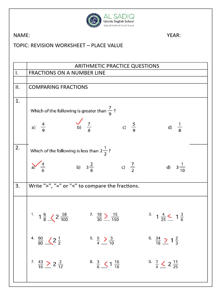 Place Value Revision Worksheet | PDF