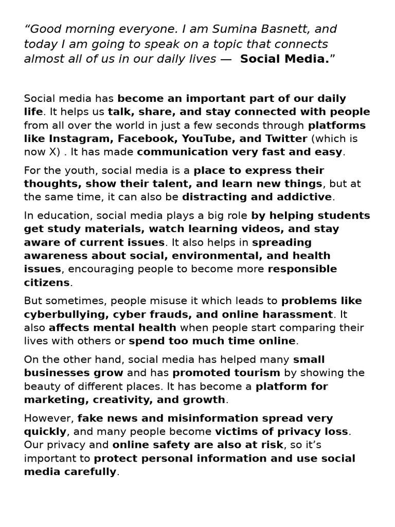 Impact of Social Media on Daily Life | PDF