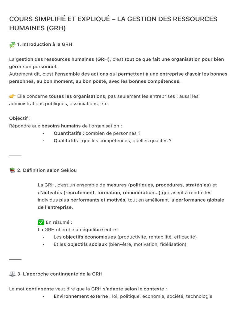 Gestion des Ressources Humaines Simplifiée | PDF | Recrutement ...
