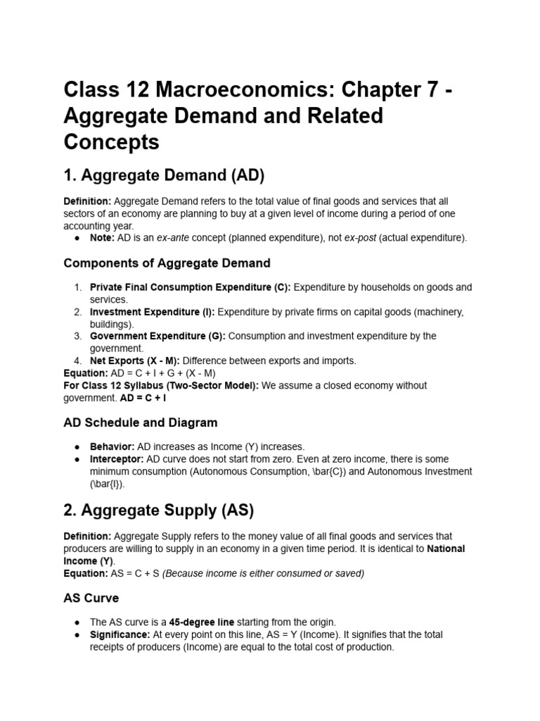 Class 12 Macroeconomics: Aggregate Demand | PDF | Economics | Economies