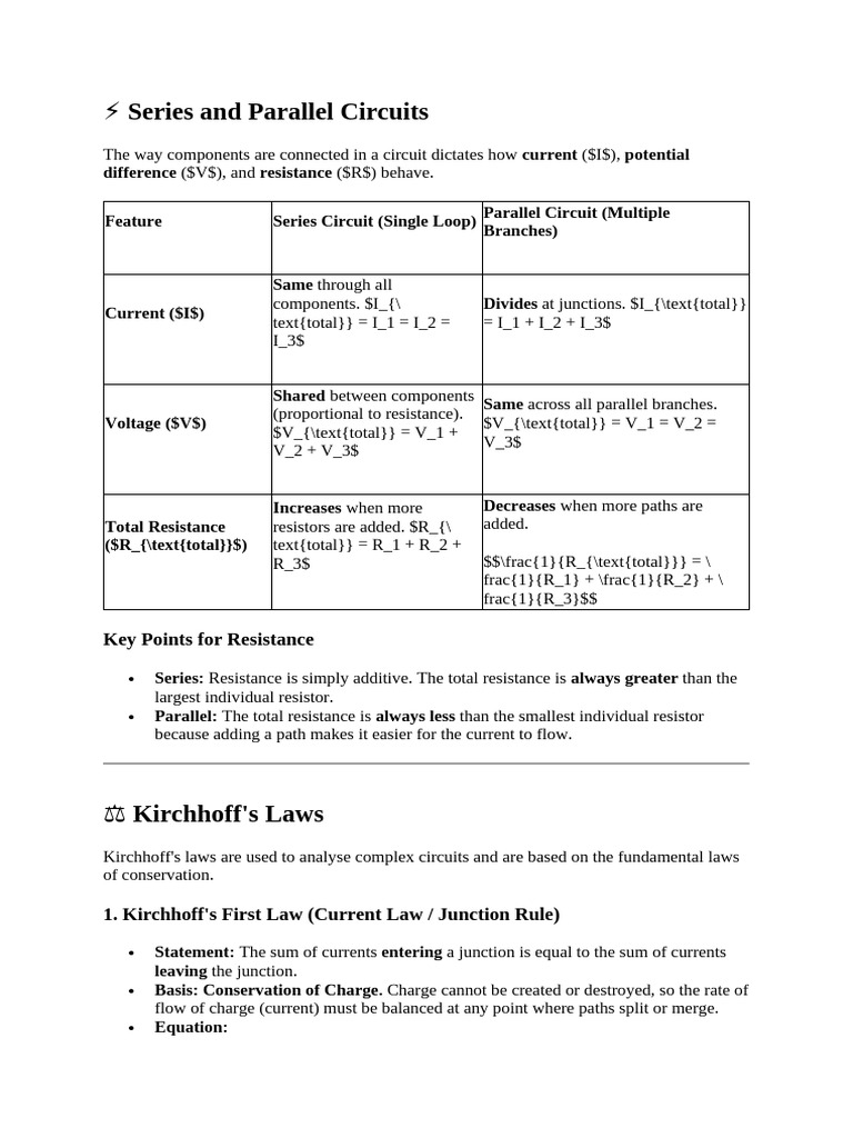 Series vs Parallel Circuits Explained | PDF | Series And Parallel ...