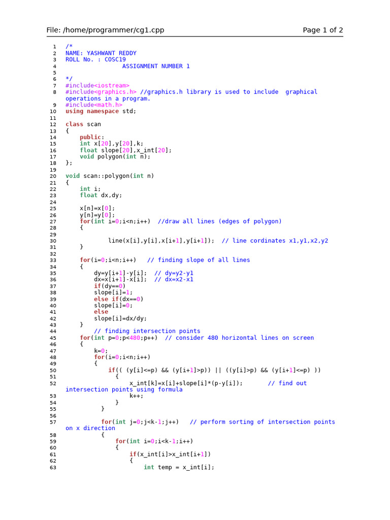 C++ Polygon Filling Algorithm | PDF | Computer Programming | C++