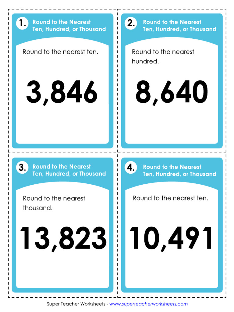Task Cards Rounding To The Nearest Ten Hundred Thousand RWVNB | PDF