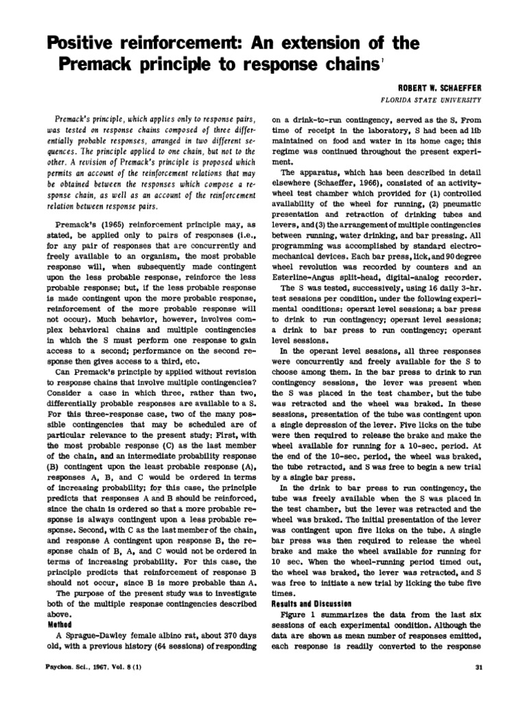 Revising Premack's Principle for Response Chains | PDF | Reinforcement ...