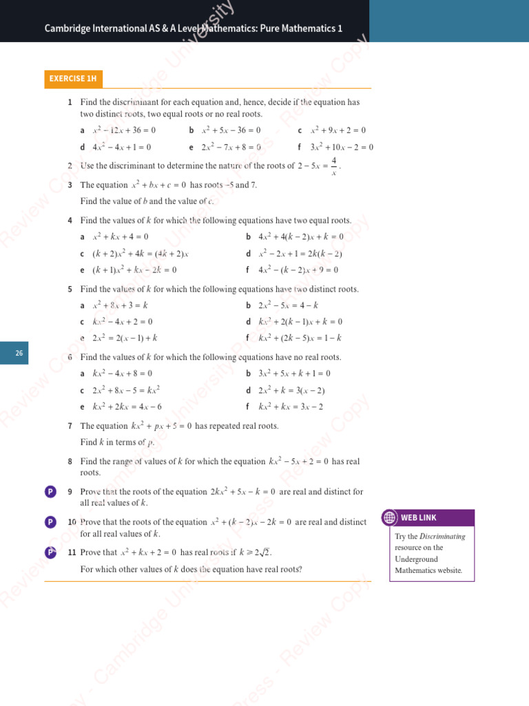 Cambridge International AS & A Level Mathematics: Pure Mathematics 1 ...