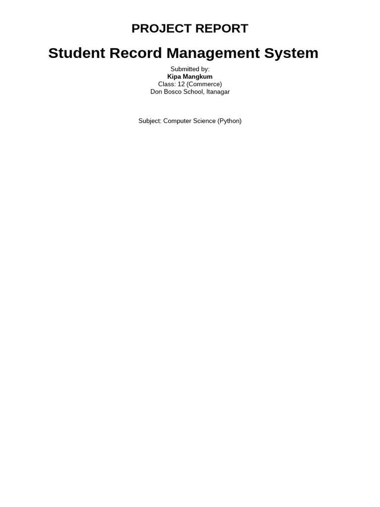 Student Record Management System Project | PDF | Computer Program ...