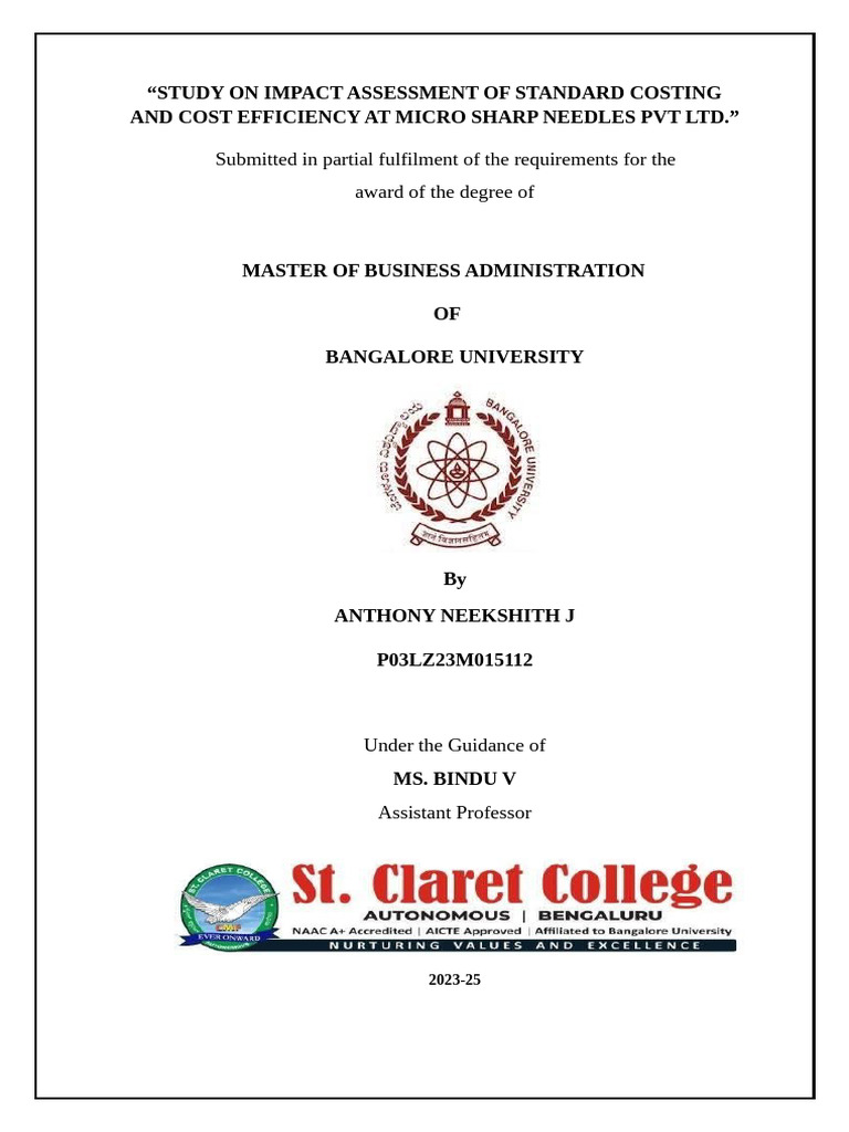 ANTHONY 4TH SEM Project Initial Pages finalll (1) | PDF | Forecasting