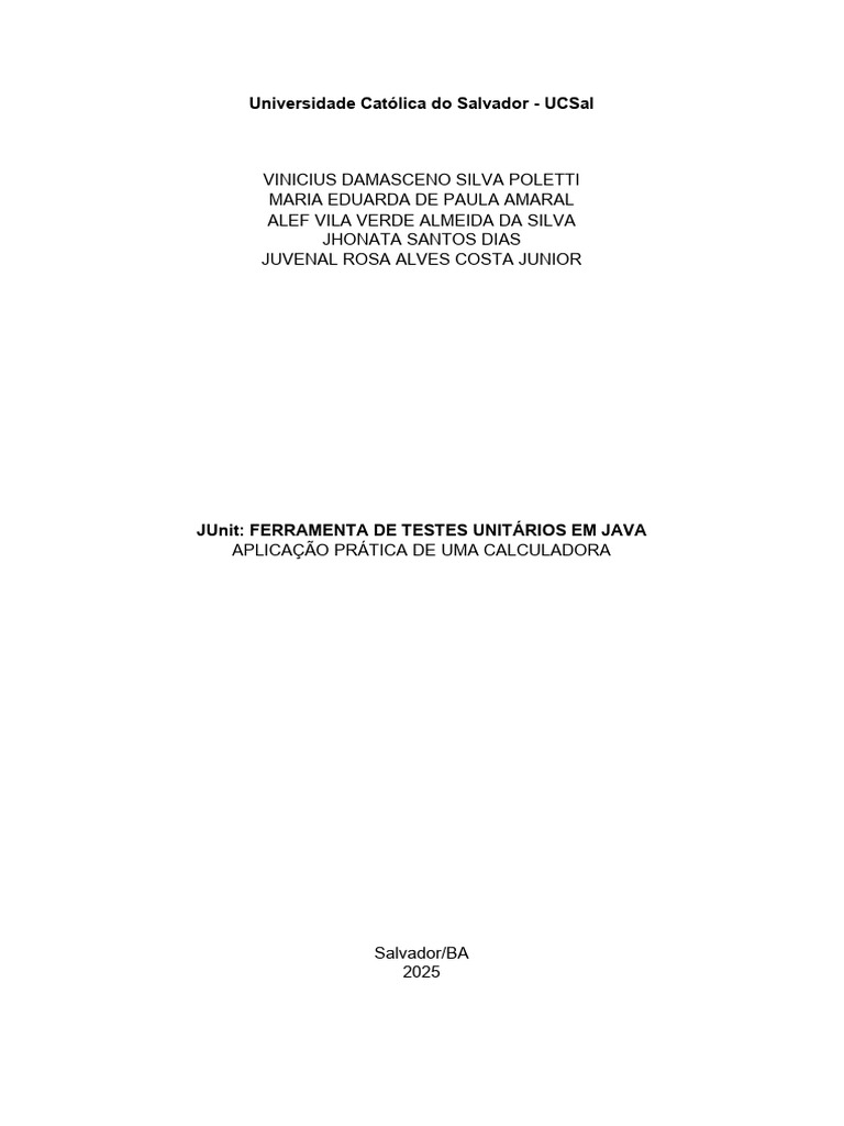 JUnit: Testes Unitários em Java | PDF | Desenvolvimento guiado por ...