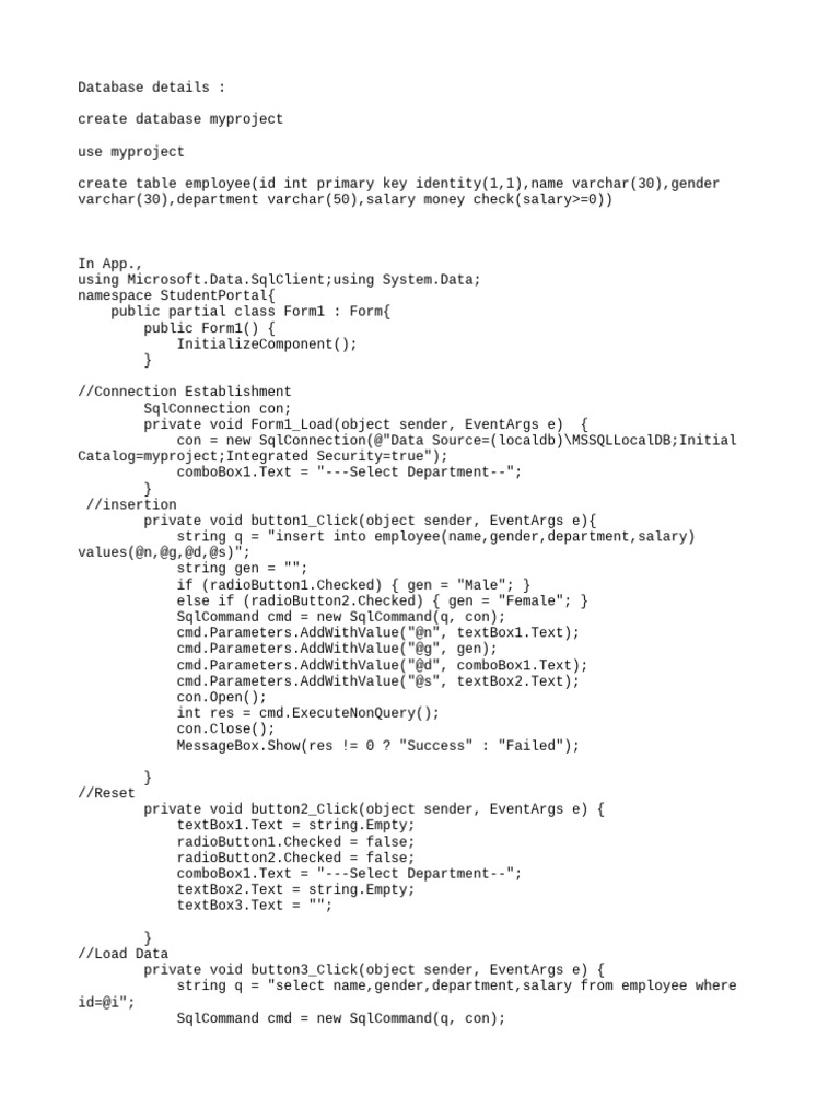 Employee Management System Code | PDF | Parameter (Computer Programming ...