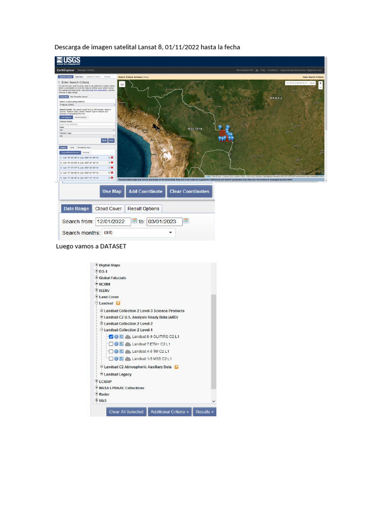 Descarga de Imagen Satelital Lansat 8 | PDF