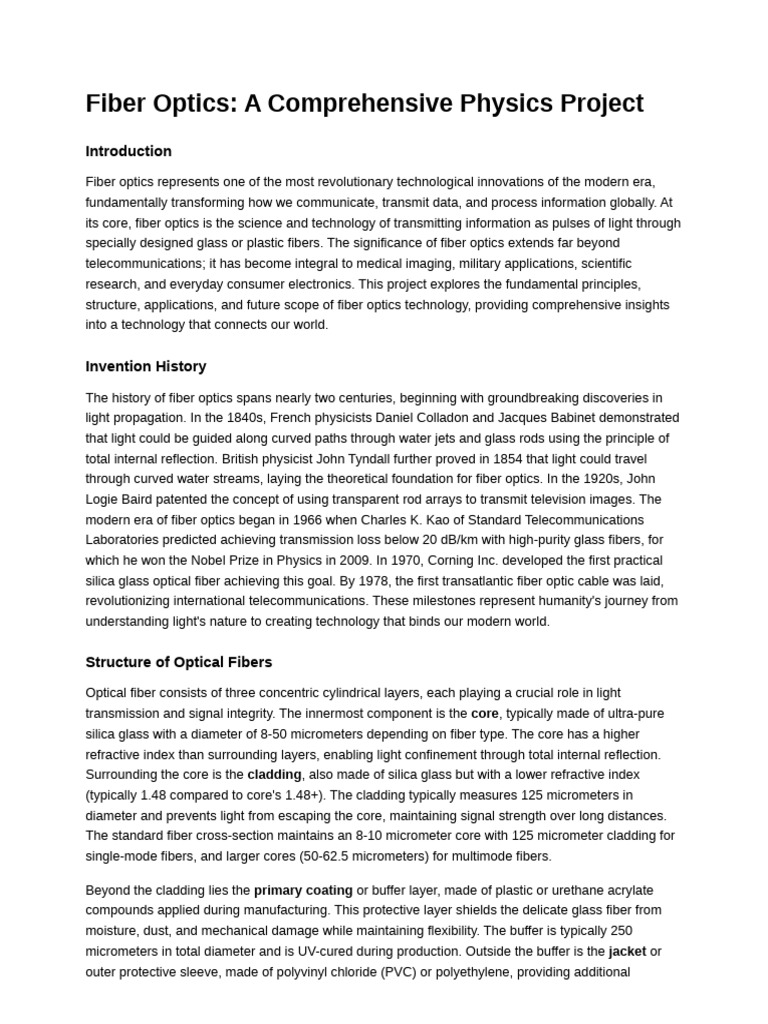 Understanding Fiber Optics Technology | PDF | Optical Fiber ...