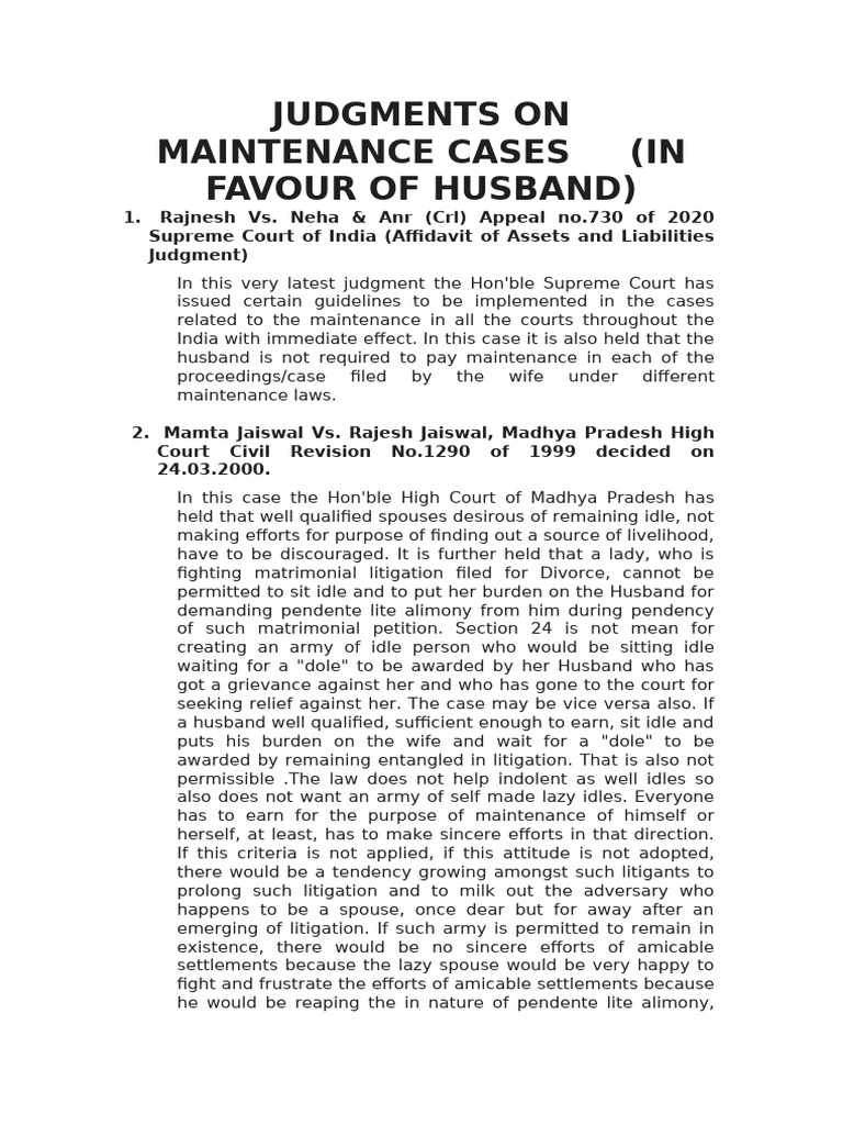 Supreme Court Guidelines on Maintenance Cases | PDF | Justice | Crime ...