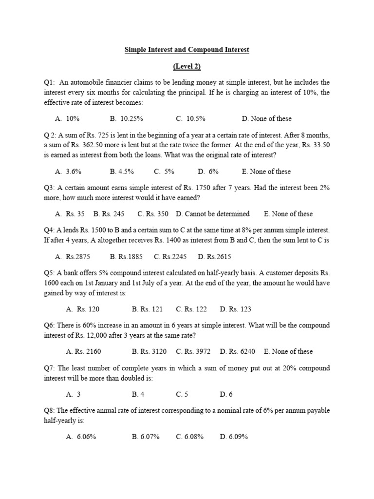 SI and CI | PDF | Interest | Compound Interest