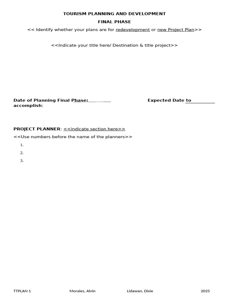 Tourism Project Planning Guide | PDF | Swot Analysis | Tourism