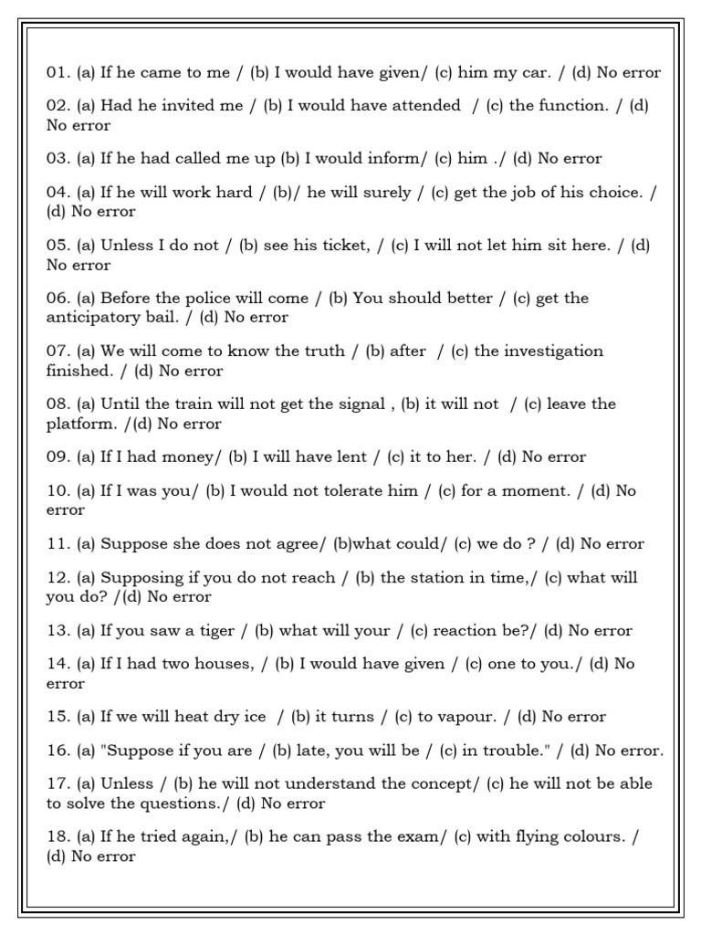 Common English Conditional Errors | PDF