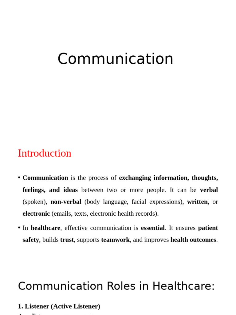 Effective Communication in Healthcare | PDF