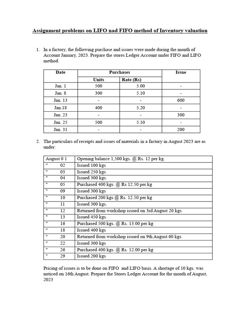 LIFO and FIFO Inventory Valuation Guide | PDF