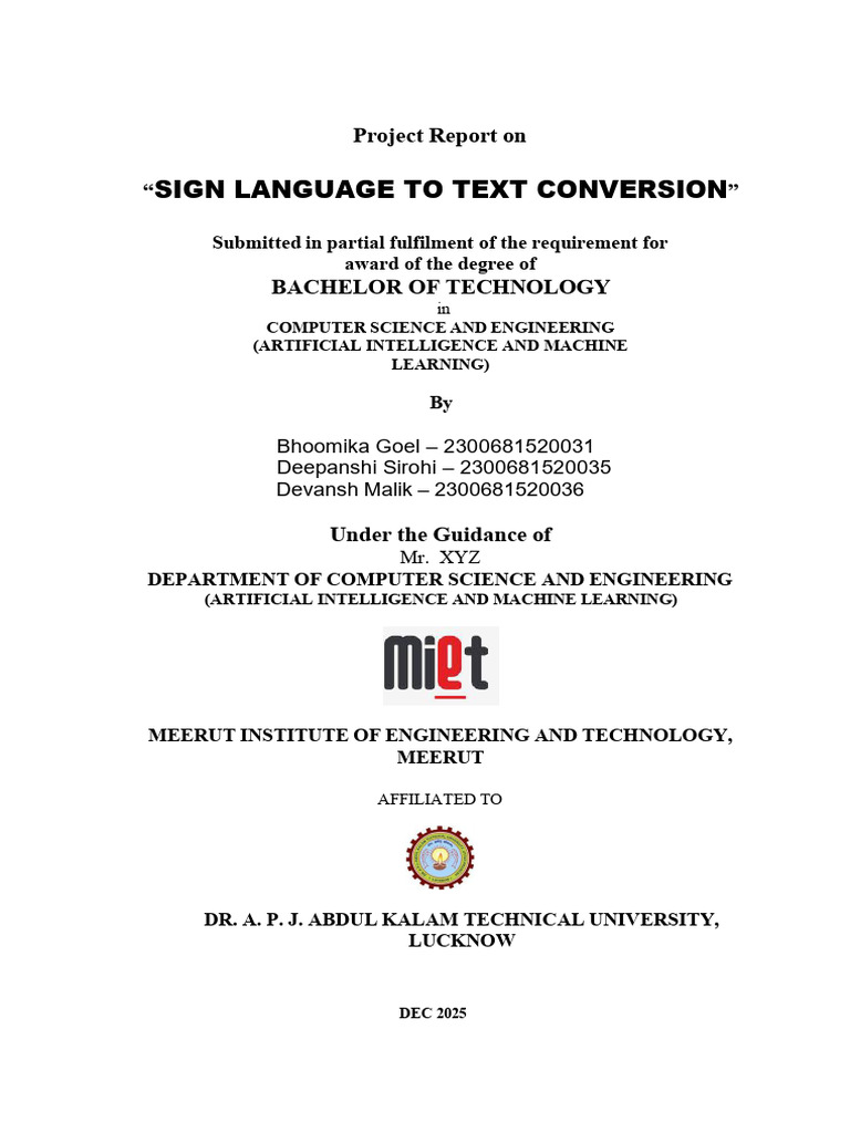 Sign Language to Text Conversion Project | PDF | Python (Programming ...