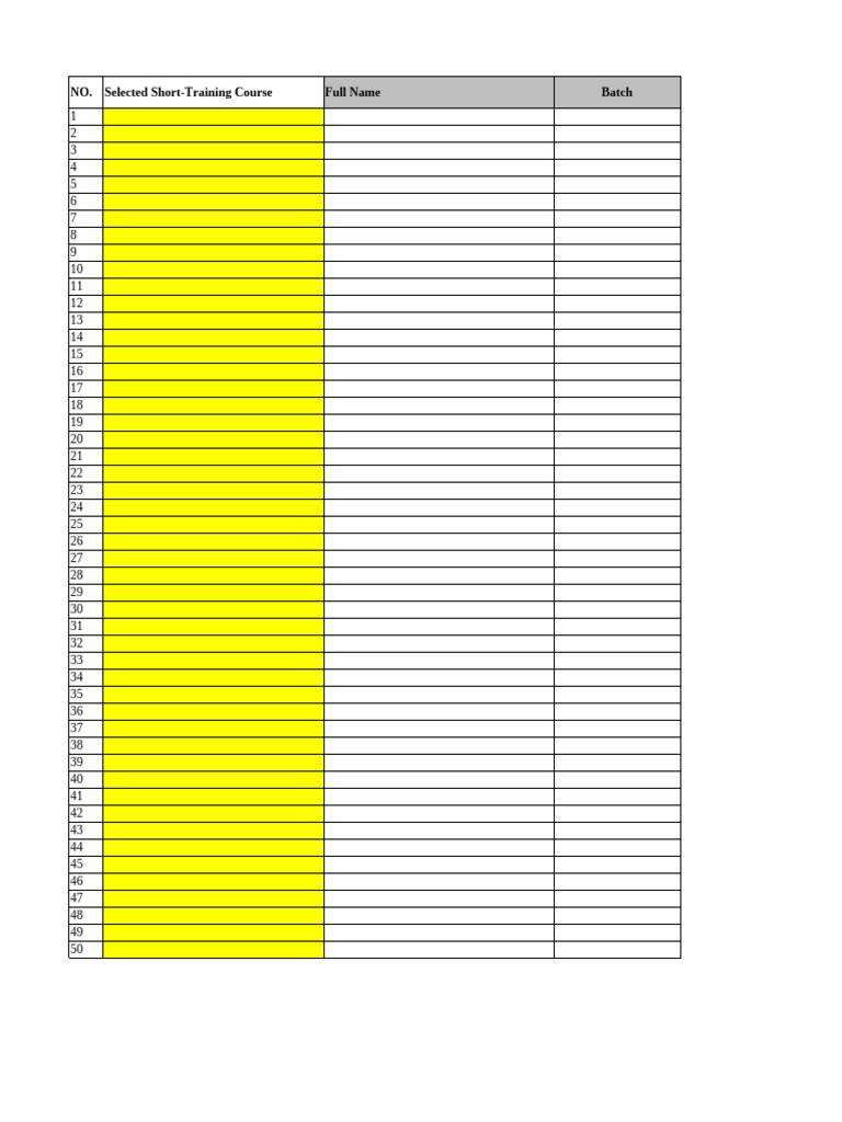 Short Training Course Registration List | PDF