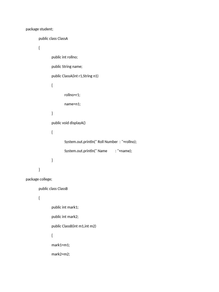 Java Package Example with Classes | PDF