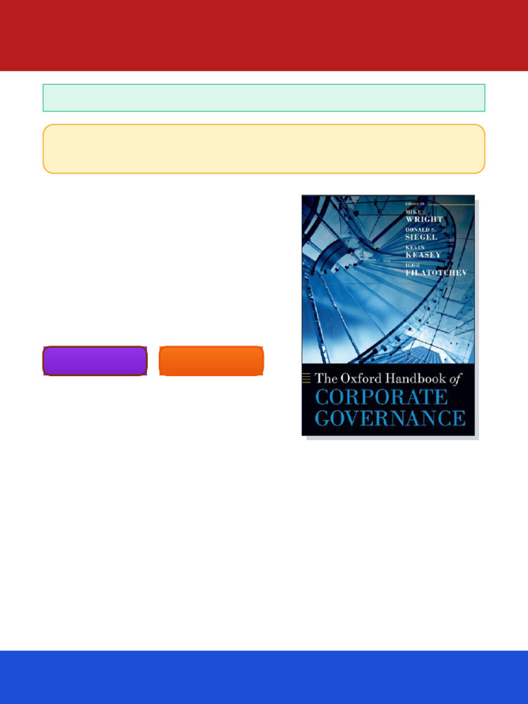 THE OXFORD HANDBOOK OF CORPORATE GOVERNANCE 1st Edition Mike Wright ...