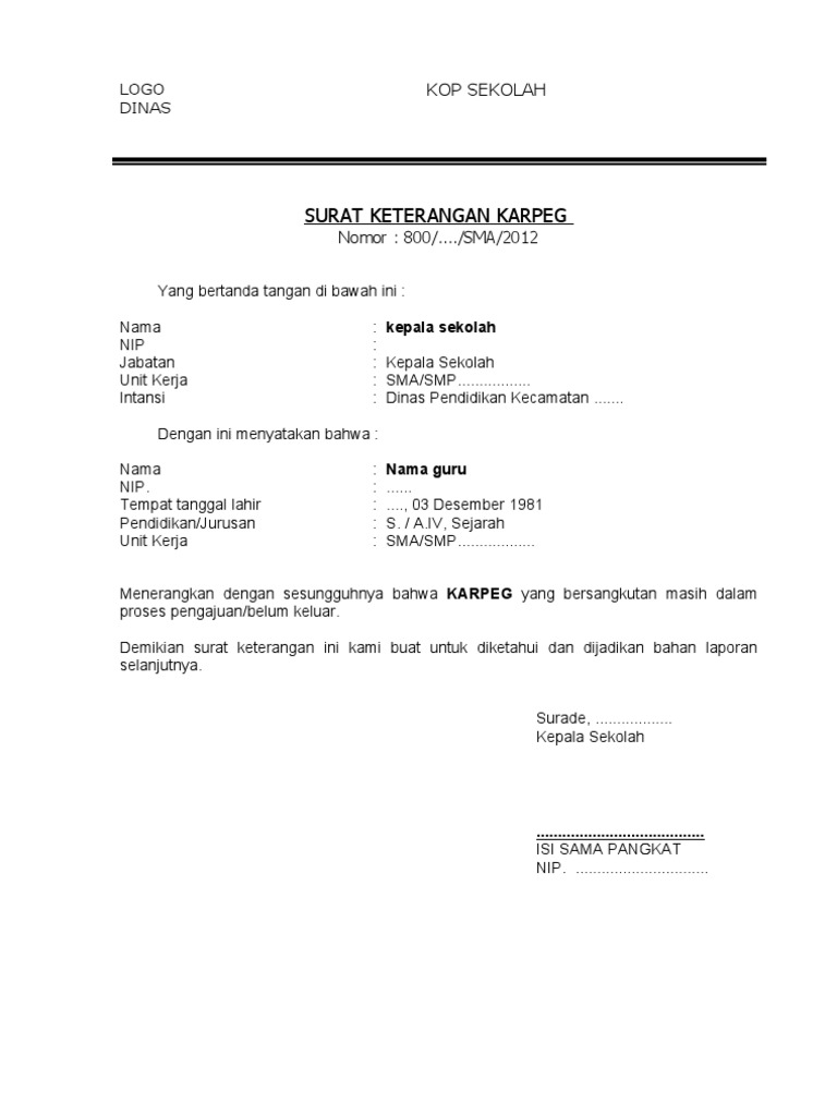 Keterangan Karpeg