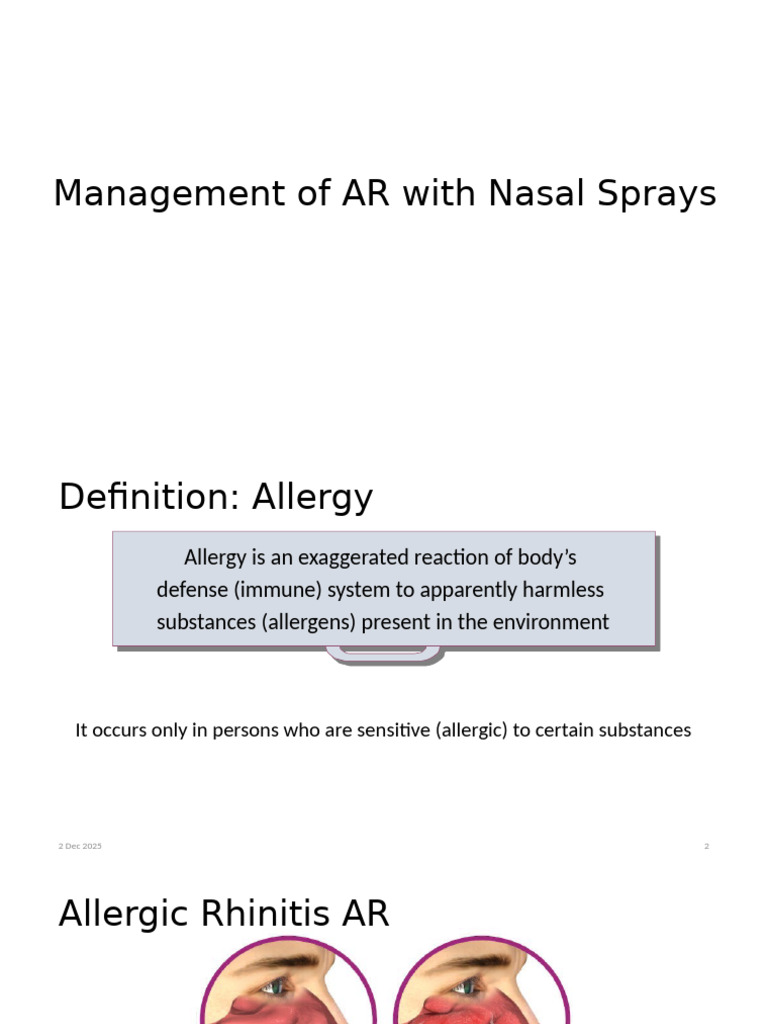 Managing Allergic Rhinitis with Nasal Sprays | PDF | Allergen | Allergy