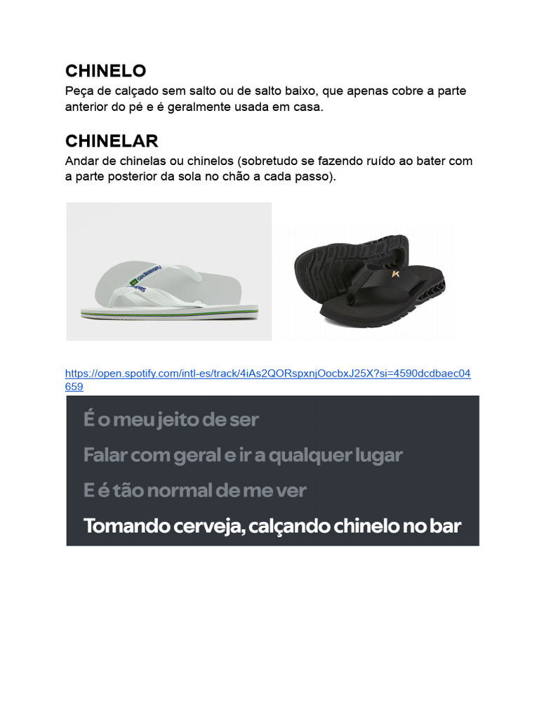 Definição de Chinelo e Chinelar | PDF