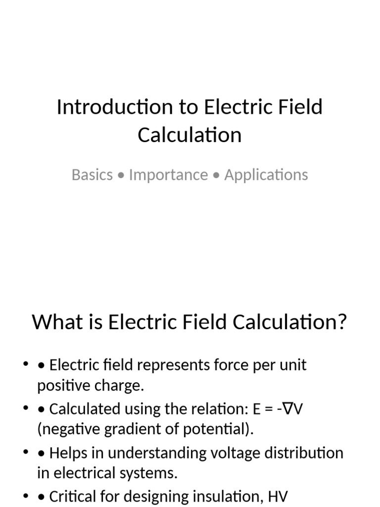 Electric Field Calculation Basics & Applications | PDF