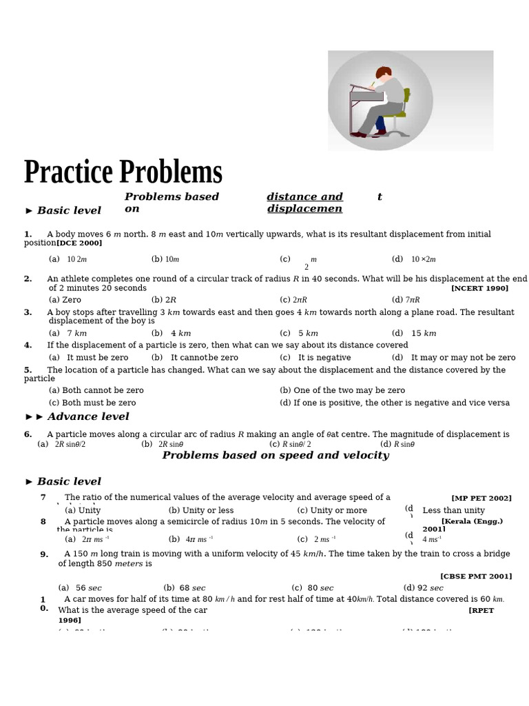 Motion and Displacement Practice Problems | PDF | Acceleration | Velocity