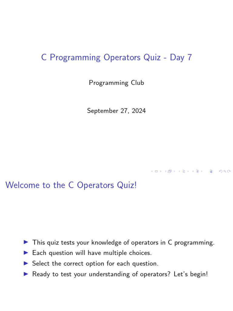 C Operators Quiz for Programmers | PDF