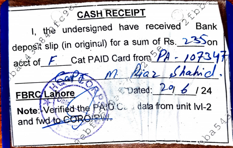 Cash Receipt for Rs. 235 Payment | PDF