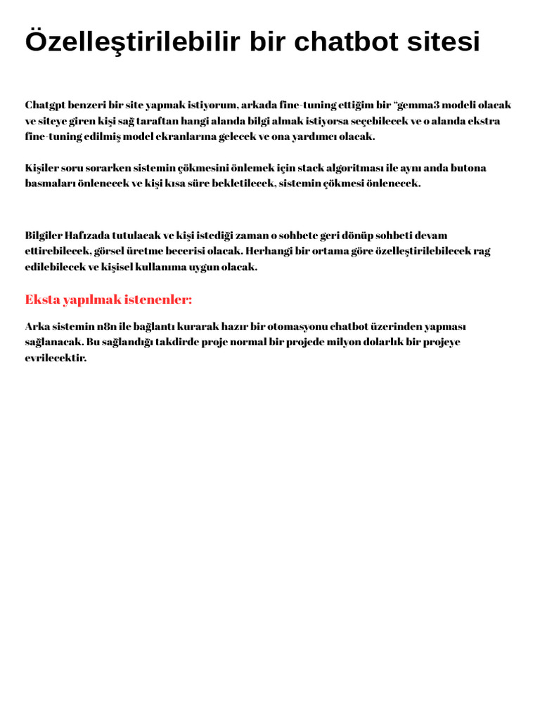 Özelleştirilebilir Bir Chatbot Sitesi | PDF