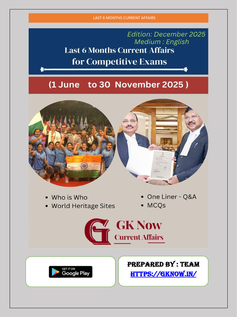 Last 6 Months Current Affairs Summary | PDF | Government Of India
