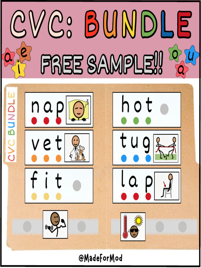 FREECVCBlendingMatsFileFolderActivitiesTaskCardsPhonicsSPEDK5-1 | PDF